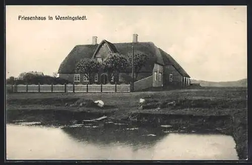 AK Wenningstedt /Sylt, Friesenhaus mit Teich