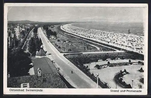 AK Swinemünde, Ostseebad, Strand und Promenade