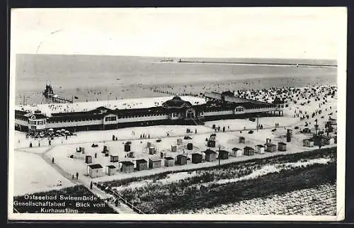 AK Swinemünde, Ostseebad, Blick vom Kurhausturm auf das Gesellschaftsbad