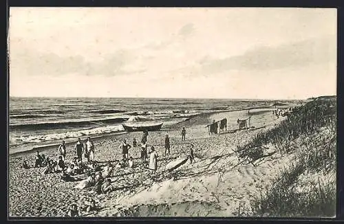 AK Gross-Poberow, Blick vom Hotel Seeblick auf den Strand