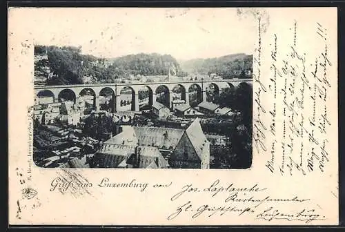 AK Luxemburg, Teilansicht mit Viadukt