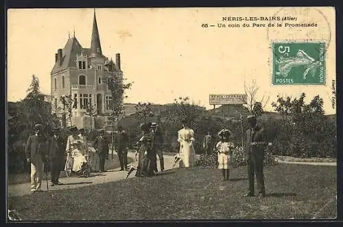 AK Nèris-les-Bains, Un coin du Parc de la Promenade