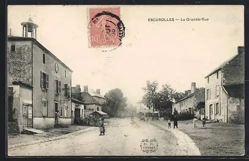 AK Escurolles, La Grande-Rue, Strassenpartie