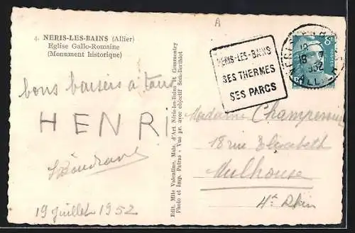 AK Neris-les-Bains /Allier, Eglise Gallo-Romaine