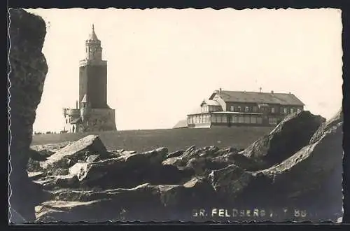 AK Feldberg / Taunus, Hotel-Restaurant Gr. Feldberg mit Aussichtsturm