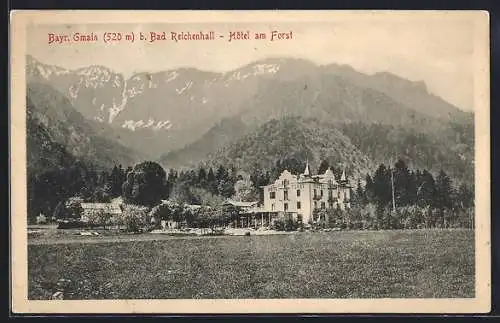 AK Bayerisch Gmain, Hotel am Forst mit Bergpanorama