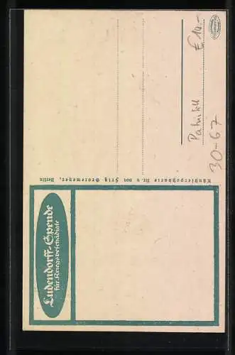 Künstler-AK Ludendorff-Spende für Kriegsbeschädigte, Bauer bei der Aussaat