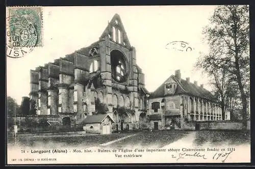 AK Longpont /Aisne, Ruines de l`Eglise d`une importante abbaye Cistercienne