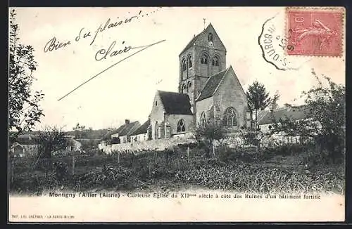 AK Montigny-l`Allier /Aisne, Curieuse Eglise