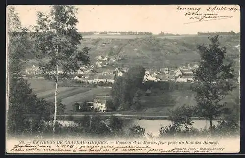 AK Romeny /Chateau-Thierry, Vue générale et la Marne