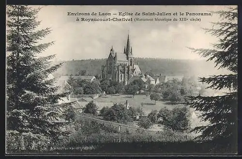 AK Royaucourt-Chailvet /Laon, Eglise de Saint-Julien et panorama