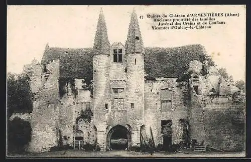 AK Armentières /Aisne, Ruines du Chateau