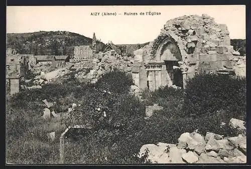 AK Aizy /Aisne, Ruines de l`Église