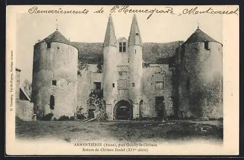 AK Armentières /Aisne, Ruines du Chateau féodal