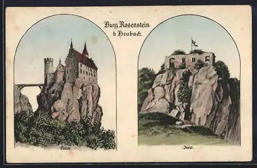 AK Heubach / Württ., Burg Rosenstein einst und jetzt