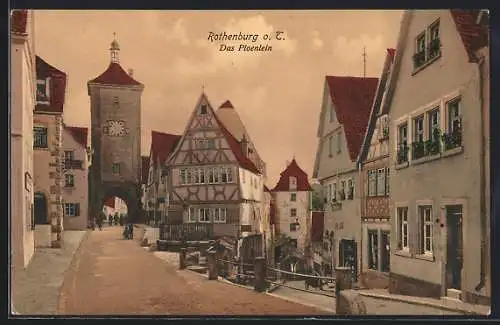 AK Rothenburg / Tauber, Das Ploenlein mit Gasthaus