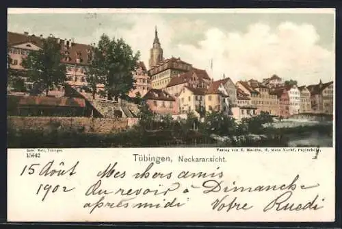 AK Tübingen, Ortsansicht vom Neckar aus