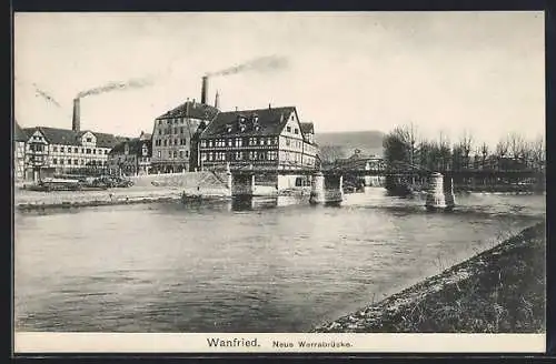 AK Wanfried, Neue Werrabrücke im Winter