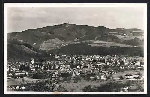 AK Schopfheim, Gesamtansicht gegen den Bergkamm