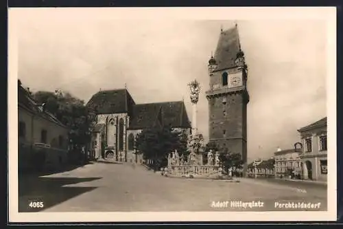 AK Perchtoldsdorf, platz mit Uhrturm