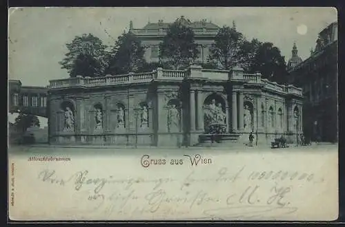 Mondschein-AK Wien, Partie am Albrechtsbrunnen