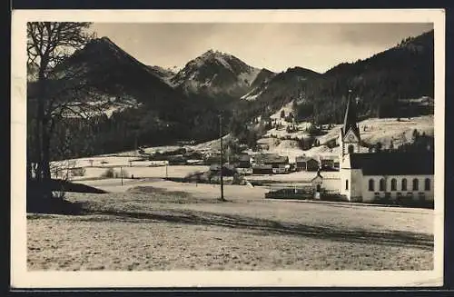 AK Schattwald in Tirol, Ortsansicht im Schnee