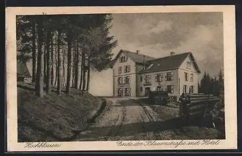 AK Hochblauen, Ende der Blauenstrasse mit Hotel