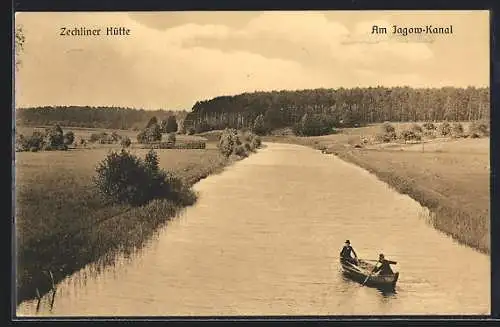 AK Zechliner Hütte, Ruderboot auf dem Jagow-Kanal