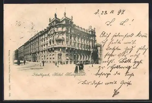 AK Stuttgart, Blick auf Hotel Marquardt