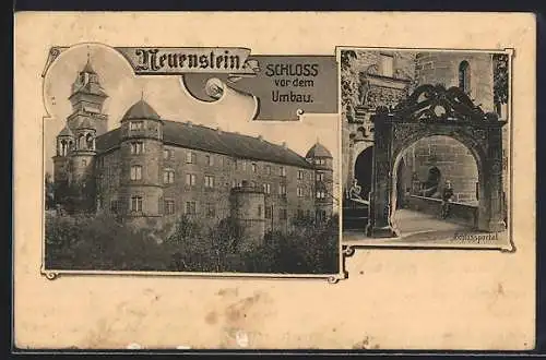 AK Neuenstein / Öhringen, Schloss vor dem Umbau, Schlossportal