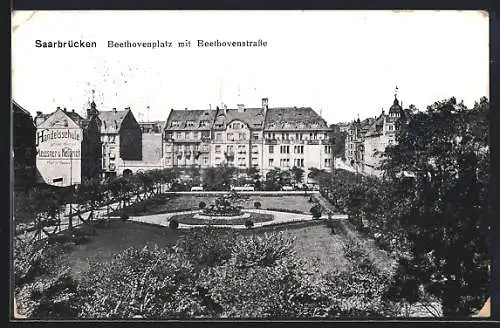 AK Saarbrücken, Beethovenplatz mit Beethovenstrasse