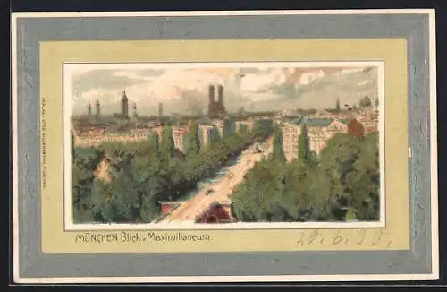 Passepartout-Lithographie München, Blick vom Maximilianeum