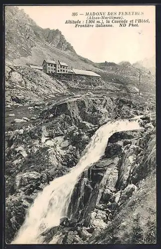 AK Madone des Fenetres, La Cascade et l`Hotel, fontière italienne