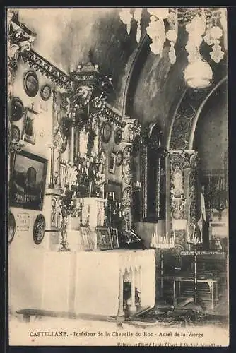AK Castellane, Intérieur de la Chapelle du Roc, Autel de la Vierge
