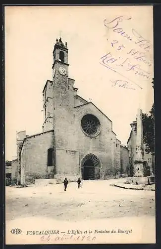 AK Forcalquier, L`Eglise et la Fontaine du Bourget