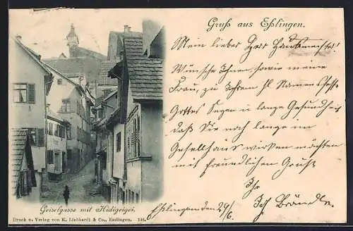 AK Esslingen / Neckar, Strassenblick in die Geiselgasse mit Hidigeigei