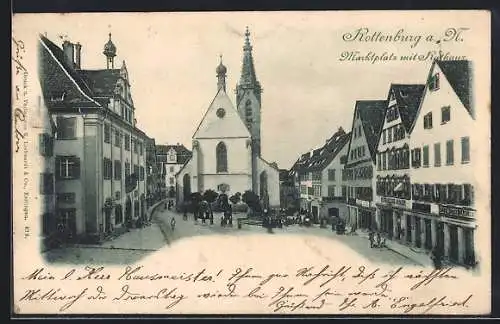 AK Rottenburg a. N., Marktplatz mit Rathaus