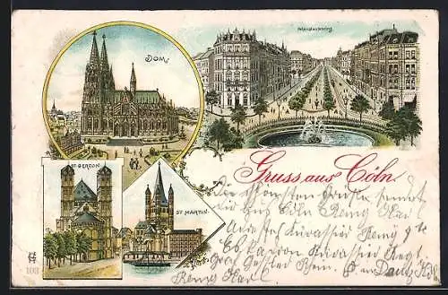 AK Köln, Dom, Hohenstaufenring, St. Gereon.Kirche, St. Martin-Kirche