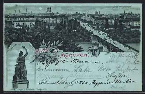 Mondschein-Lithographie München, Die Bavaria, Gesamtansicht