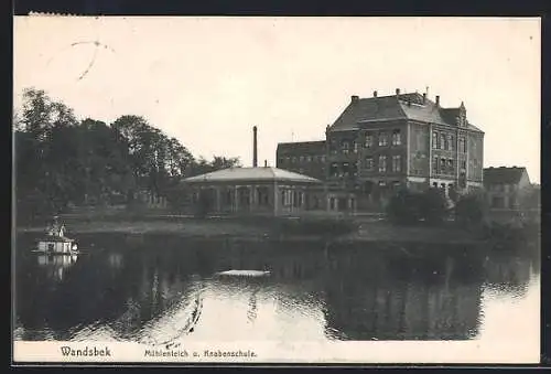 AK Hamburg-Wandsbek, Mühlenteich und Knabenschule