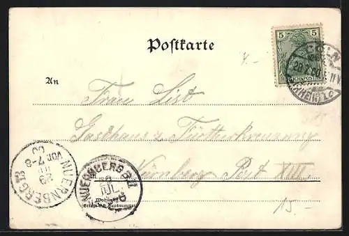 Lithographie Köln, Stadtpanorama mit Wappen