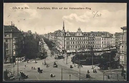 AK Cöln a. Rh., Rudolfplatz mit Blick auf den Hohenzollern-Ring