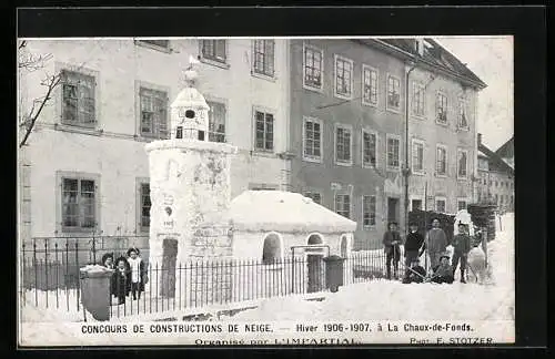 AK La Chaux-de-Fonds, Eisplastik, Concours de constructions de neige, hiver 1906-1907