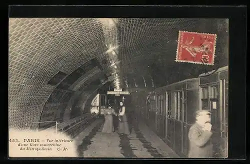 AK Paris, Vue intérieure d`une Gare souterraine du Métropolitain, U-Bahn