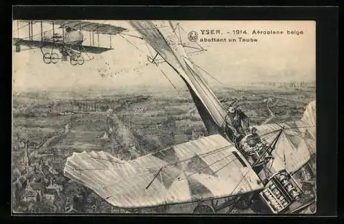 AK Yser, Aéroplane belge abattant un Taube, Flugzeug