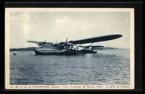 AK Biscarrosse /Landes, Wasserflugzeug Lieutenant de Vaisseau Paris