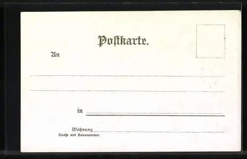 Lithographie Fahrrad-Fahrer in idyllischer Landschaft