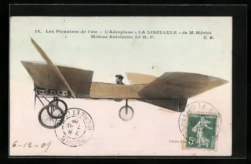 AK L`Aéroplane La Libellule de M. Blériot, Flugzeug