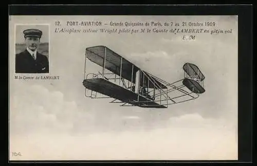 AK L`Aéroplane système Wright piloté par M. le Comte, 21.10.1909