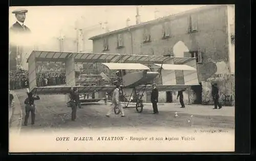 AK Rougier et son biplan Voisin, Flugzeug